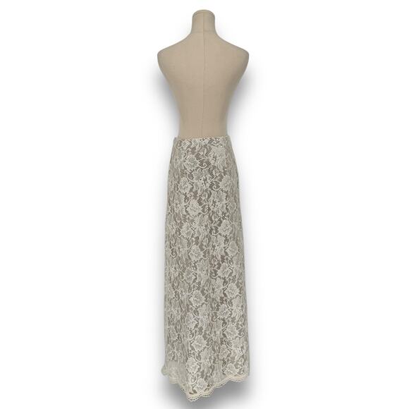 Vintage Y2K Jessica McClintock Millenium 2000 Ivory Sequin Lace Maxi Skirt, Sz 4 - Picture 5 of 10